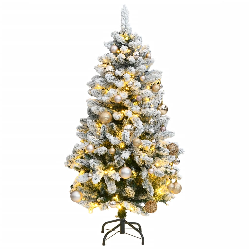 Vidaxl Kunstkerstboom z zawiasami 150 LED i świąteczne piłki 120 cm