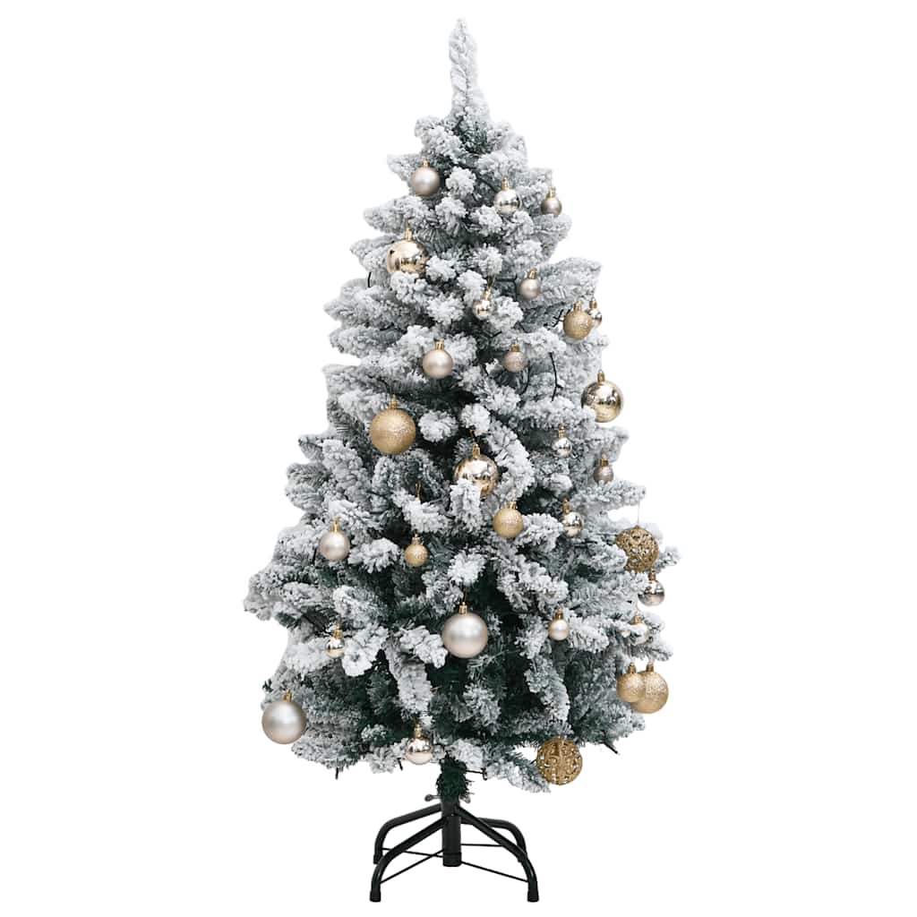 Vidaxl kunstkerstboom met scharnieren 150 led en kerstballen 120 cm
