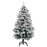 Vidaxl kunstkerstboom met scharnieren 150 led en kerstballen 120 cm