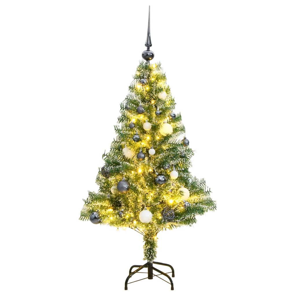 Vidaxl Kunstkerstboom z 150 diodami LED kulki świąteczne i śnieg 120 cm