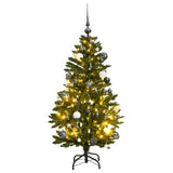 Vidaxl Kunstkerstboom s tečaji 150 LED in božične žoge 120 cm