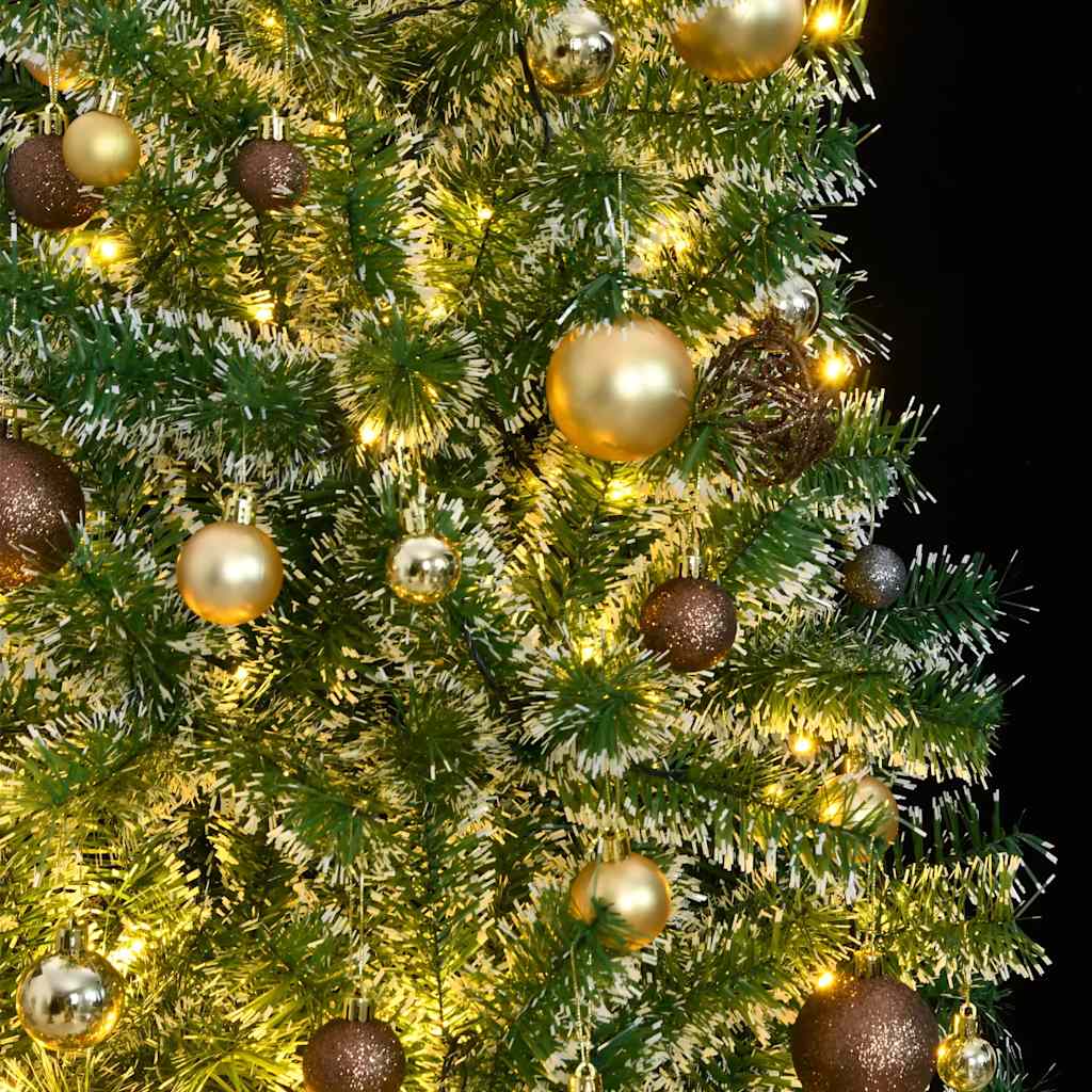 Vidaxl kunstkerstboom met 300 led's kerstballen en sneeuw 210 cm