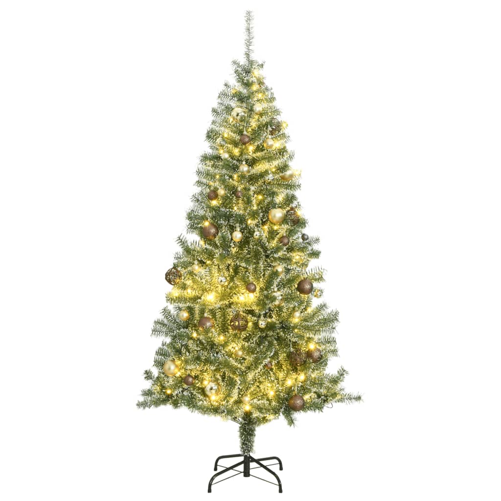 Vidaxl Kunstkerstboom con 300 leds bolas de Navidad y nieve de 240 cm