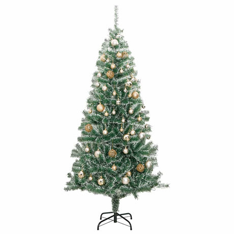 Vidaxl kunstkerstboom met 300 led's kerstballen en sneeuw 210 cm