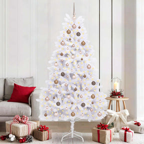 Vidaxl kunstkerstboom 210 cm pvc en staal wit