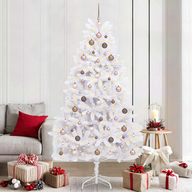 Vidaxl kunstkerstboom 210 cm pvc en staal wit