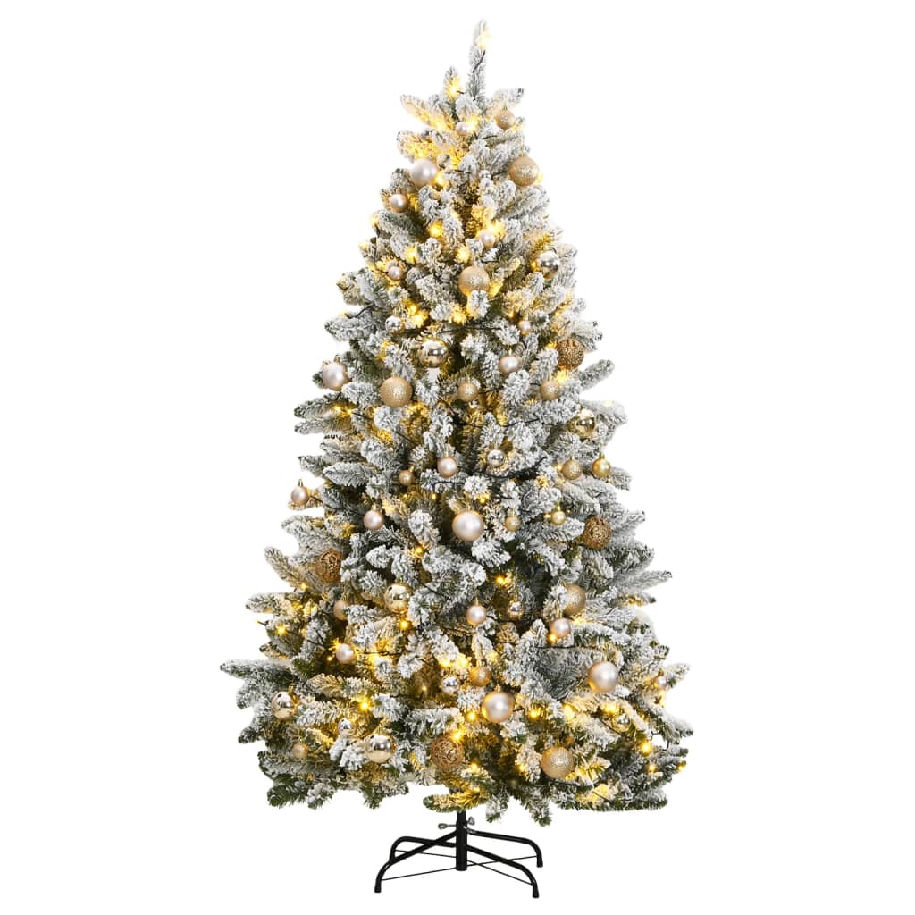 VidaXL Kunstkerstboom met scharnieren 300 LED's en kerstballen 180 cm