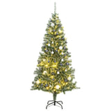 Vidaxl Kunstkerstboom con 300 leds bolas de Navidad y nieve de 210 cm