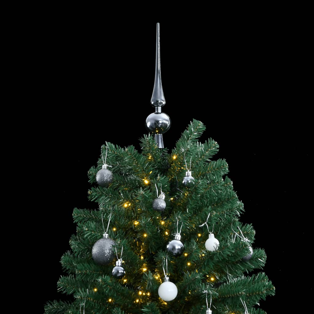 VidaXL Kunstkerstboom met scharnieren 300 LED's en kerstballen 210 cm