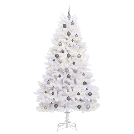 Vidaxl kunstkerstboom 210 cm pvc en staal wit