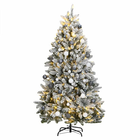 Vidaxl kunstkerstboom met scharnieren 300 led's en kerstballen 210 cm