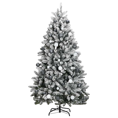 Vidaxl kunstkerstboom met scharnieren 300 led's en kerstballen 210 cm
