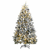 Vidaxl kunstkerstboom met scharnieren 300 led's en kerstballen 240 cm