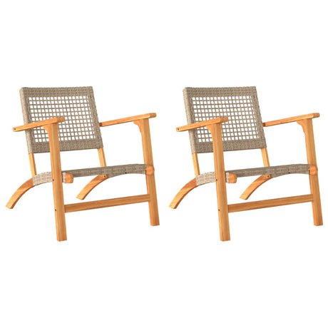 Vidaxl tuinstoelen 2 st poly rattan en acaciahout beige