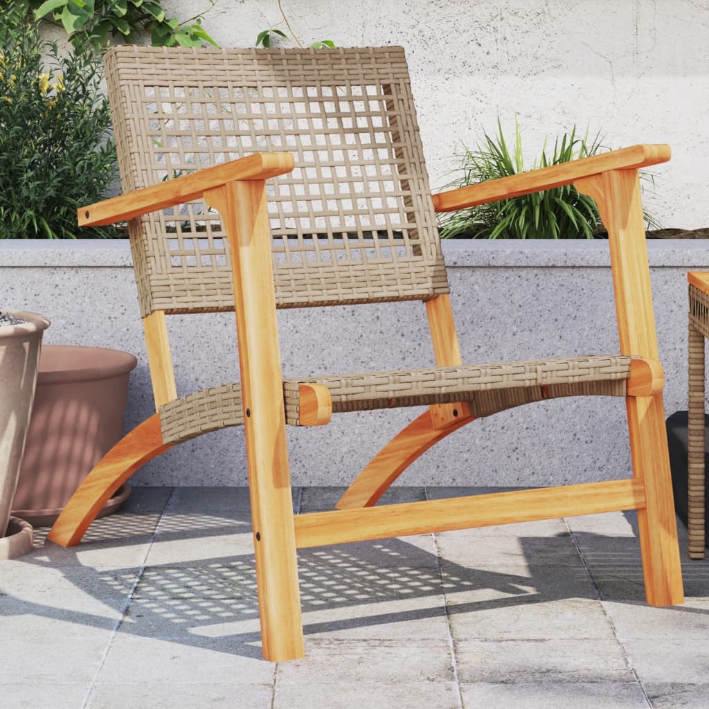 Vidaxl tuinstoelen 2 st poly rattan en acaciahout beige