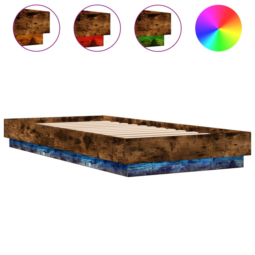 Vidaxl bedframe met led-verlichting gerookt eikenkleurig 100x200 cm