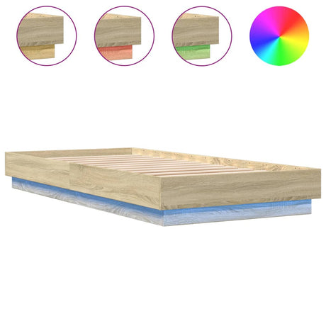 Vidaxl bedframe met led-verlichting sonoma eikenkleurig 90x200 cm