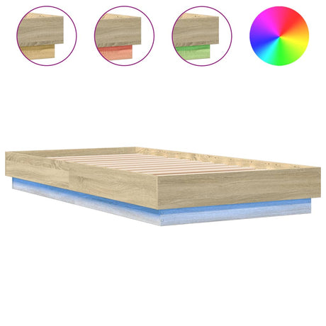 Vidaxl bedframe met led-verlichting sonoma eikenkleurig 90x190 cm