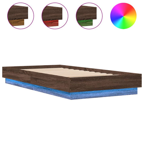 Vidaxl bedframe met led-verlichting bruin eikenkleurig 90x190 cm