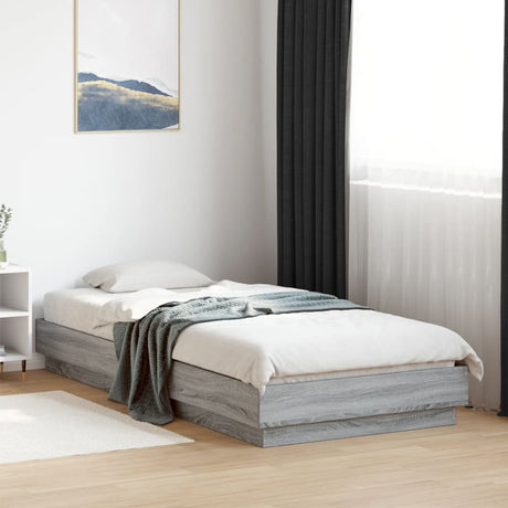 Vidaxl bedframe bewerkt hout grijs sonoma eikenkleurig 100x200 cm