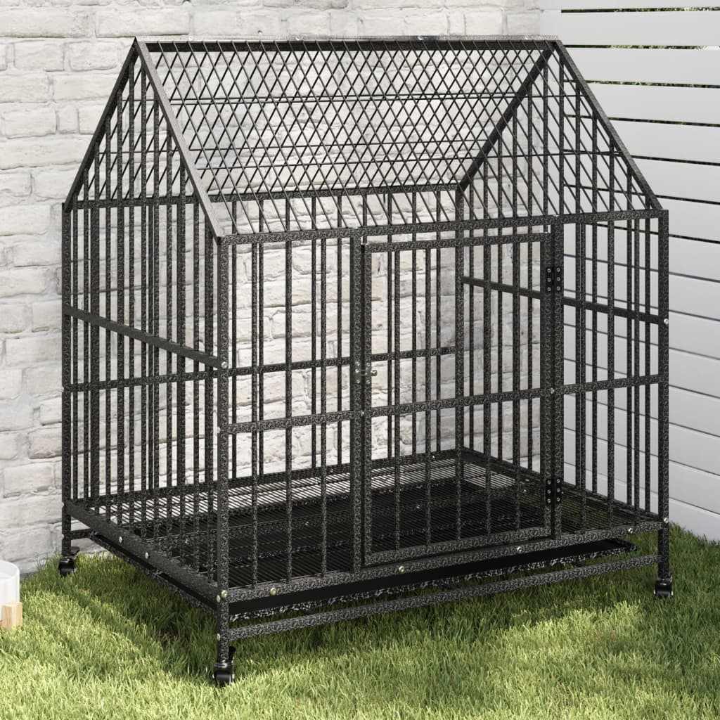 Vidaxl dog loft with wheels galvanized steel black