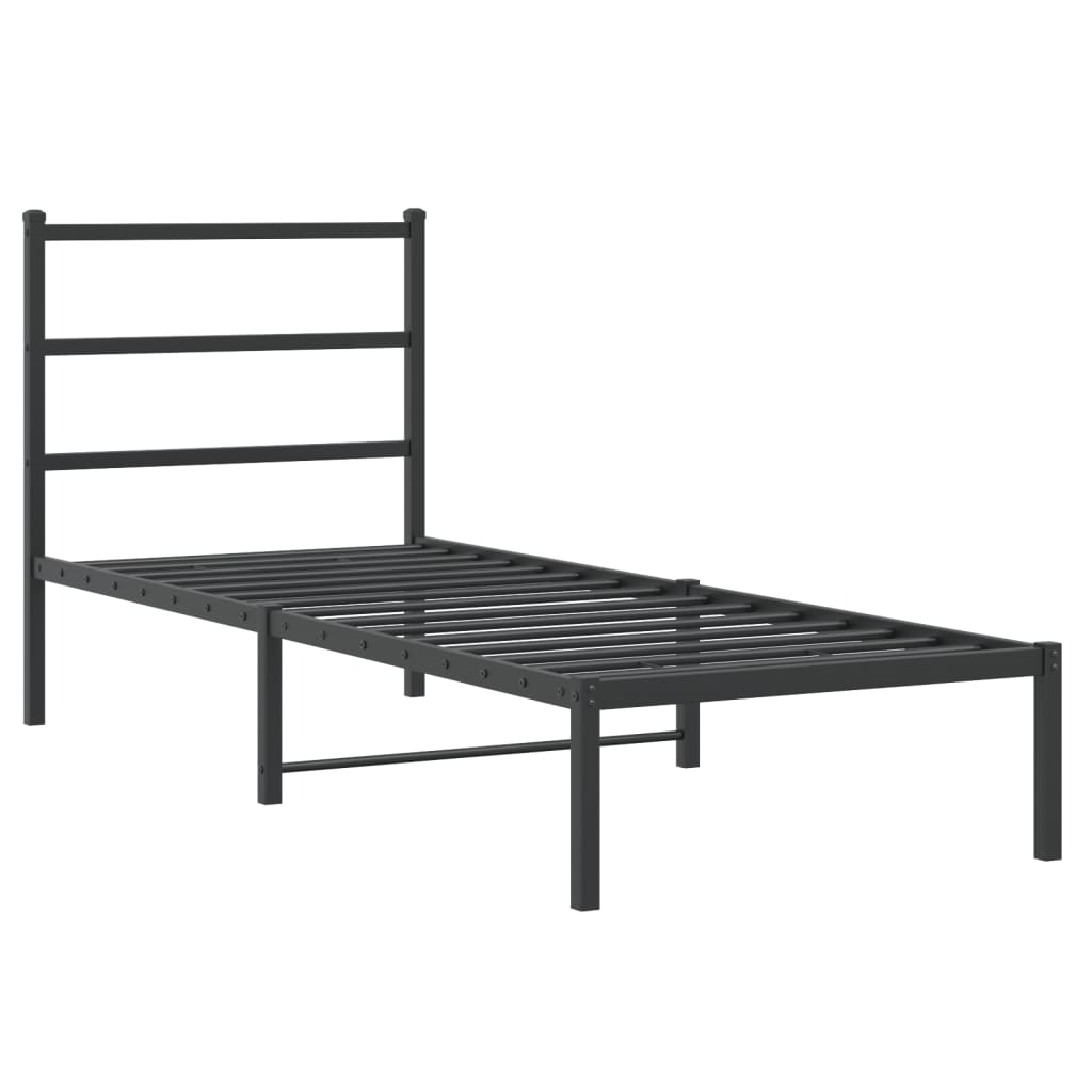 Vidaxl bedframe met hoofdbord metaal zwart 75x190 cm