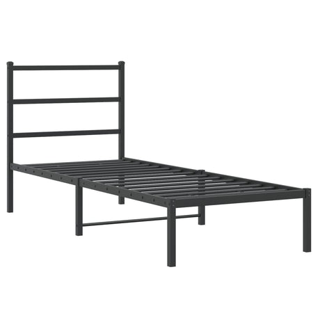 Vidaxl bedframe met hoofdbord metaal zwart 75x190 cm