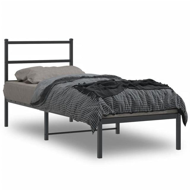 Vidaxl bedframe met hoofdbord metaal zwart 80x200 cm