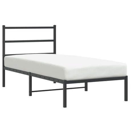 Vidaxl bedframe met hoofdbord metaal zwart 90x190 cm