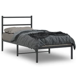 Vidaxl bedframe met hoofdbord metaal zwart 90x200 cm