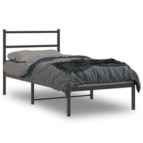 Vidaxl bedframe met hoofdbord metaal zwart 90x200 cm