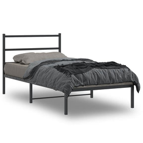 Vidaxl bedframe met hoofdbord metaal zwart 100x200 cm
