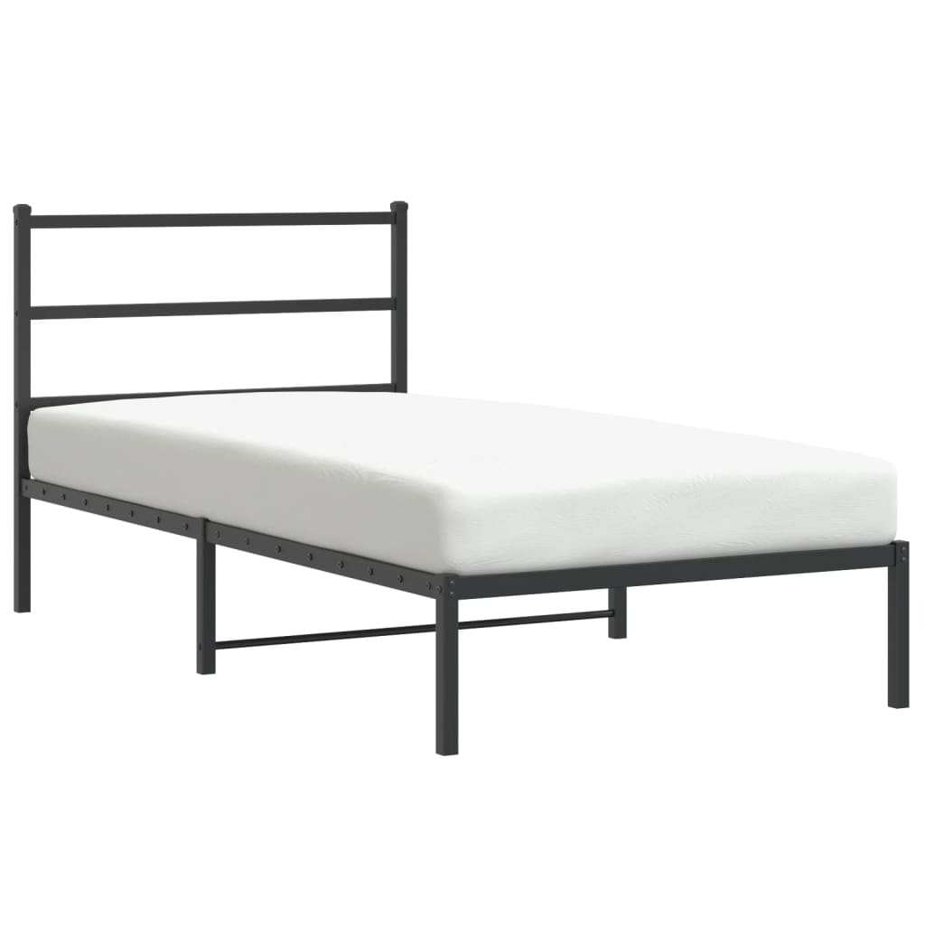 Vidaxl bedframe met hoofdbord metaal zwart 107x203 cm