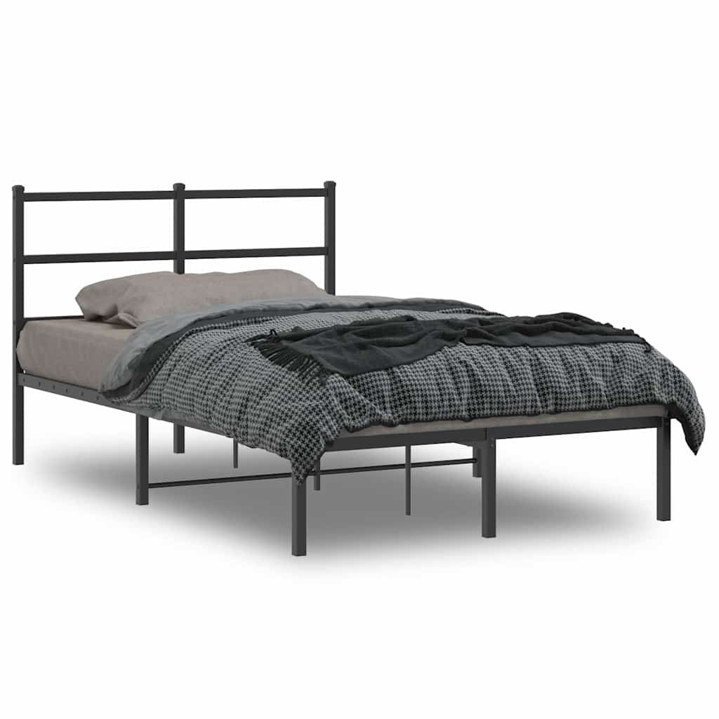 Vidaxl bedframe met hoofdbord metaal zwart 120x190 cm