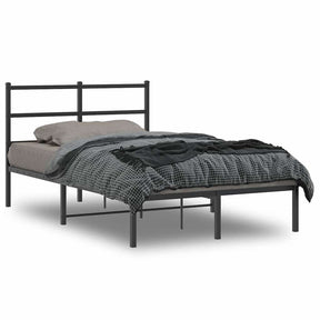 Vidaxl bedframe met hoofdbord metaal zwart 120x190 cm