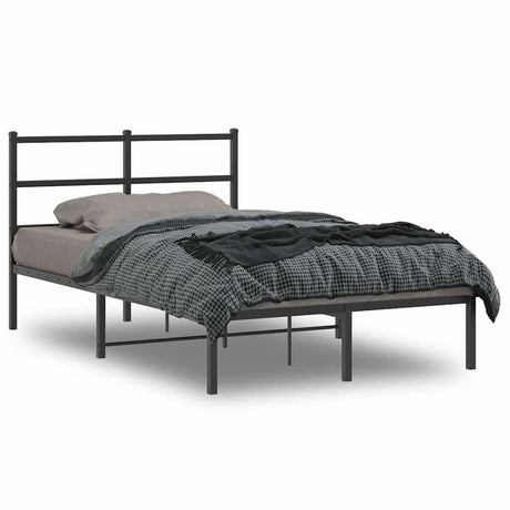 Vidaxl bedframe met hoofdbord metaal zwart 120x190 cm