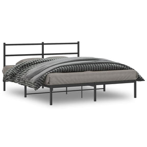 Vidaxl bedframe met hoofdbord metaal zwart 160x200 cm