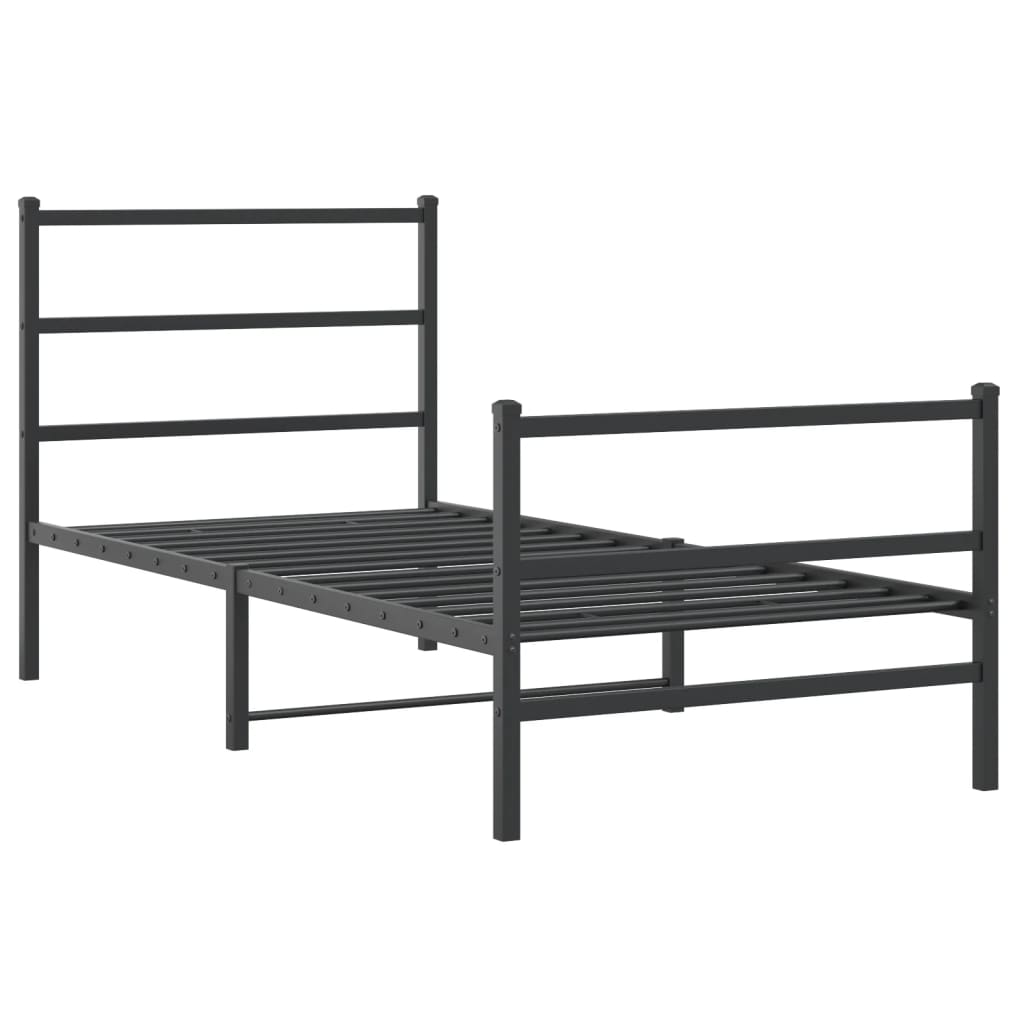 Vidaxl bedframe met hoofd- en voeteneinde metaal zwart 90x200 cm