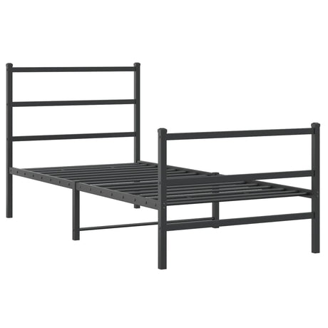 Vidaxl bedframe met hoofd- en voeteneinde metaal zwart 90x200 cm