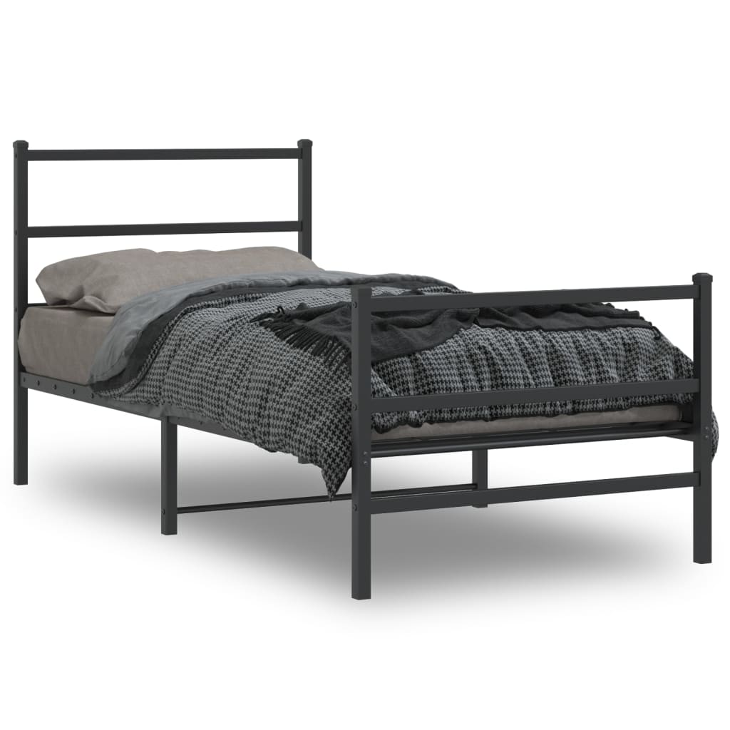 Vidaxl bedframe met hoofd- en voeteneinde metaal zwart 90x200 cm
