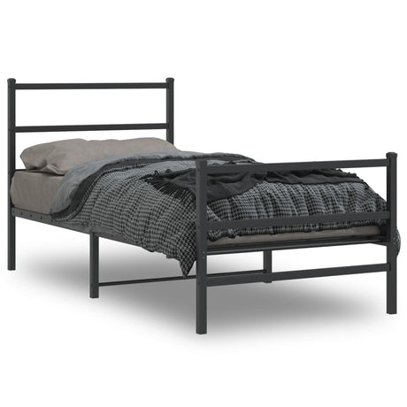 Vidaxl bedframe met hoofd- en voeteneinde metaal zwart 90x200 cm