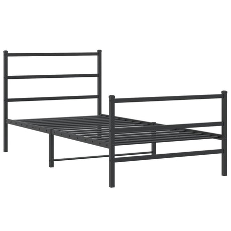 Vidaxl bedframe met hoofd- en voeteneinde metaal zwart 100x200 cm