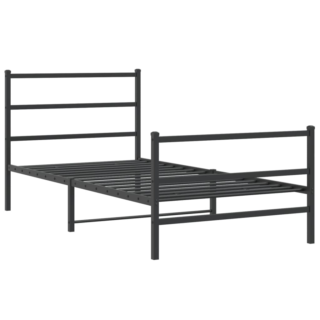Vidaxl bedframe met hoofd- en voeteneinde metaal zwart 107x203 cm