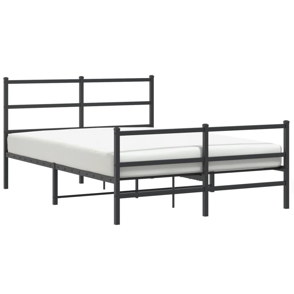 Vidaxl bedframe met hoofd- en voeteneinde metaal zwart 135x190 cm