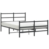 Vidaxl bedframe met hoofd- en voeteneinde metaal zwart 135x190 cm