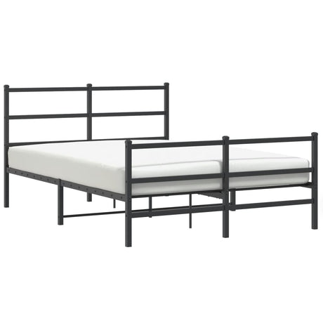 Vidaxl bedframe met hoofd- en voeteneinde metaal zwart 135x190 cm