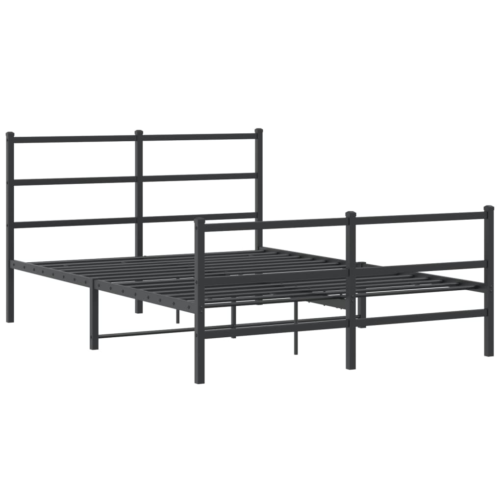 Vidaxl bedframe met hoofd- en voeteneinde metaal zwart 135x190 cm