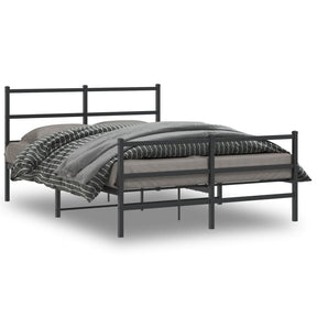 Vidaxl bedframe met hoofd- en voeteneinde metaal zwart 135x190 cm