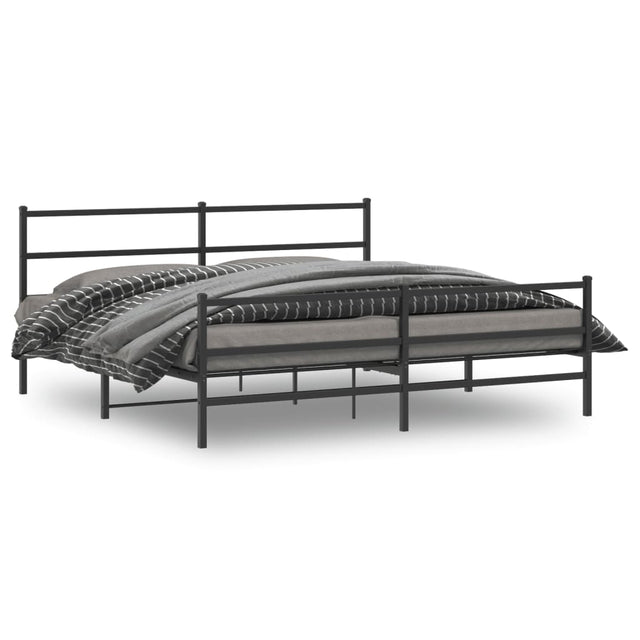 Vidaxl bedframe met hoofd- en voeteneinde metaal zwart 180x200 cm