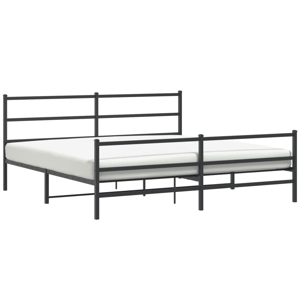 Vidaxl bedframe met hoofd- en voeteneinde metaal zwart 193x203 cm